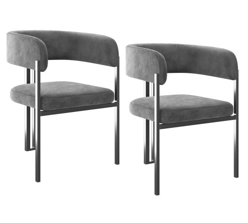 Комплект стульев 2 шт Брис / Бетховен, темно-серый микровелюр/черный