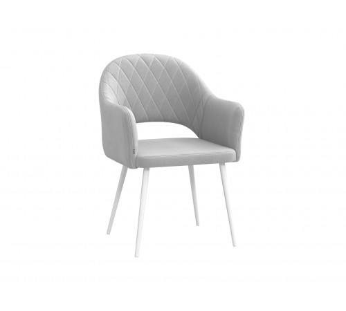 Комплект стульев 2 шт. София / Николас, светло-серый микровелюр/белый