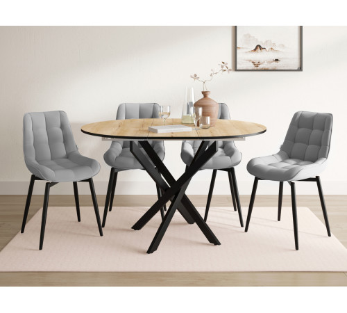 Стул Бостон / Кайл, серый/черные ножки