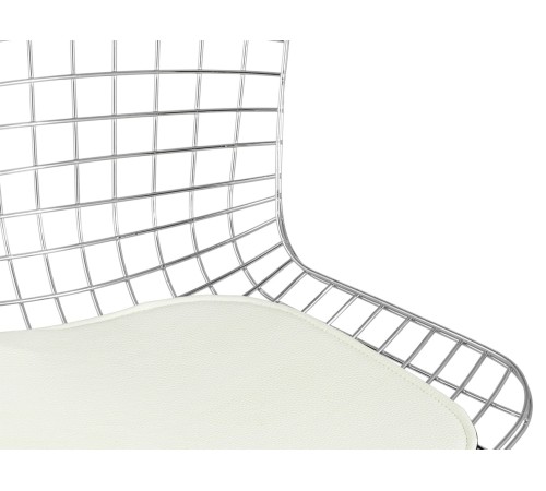 УТ000004219 Стул обеденный Bertoia, хромированный, с белой подушкой УТ000004219 Стул обеденный Bertoia, хромированный, с белой подушкой