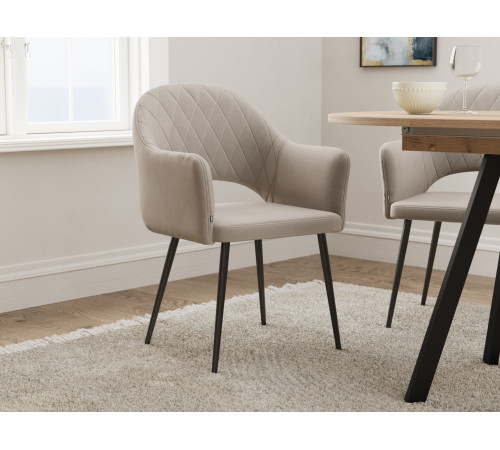 Комплект стульев 2 шт. София / Николас, светло-серый микровелюр/белый