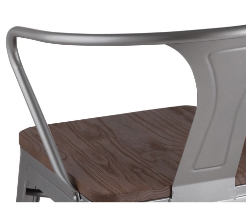 УТ000001861 Стул TOLIX ARM WOOD серебристый матовый + темное дерево УТ000001861 Стул TOLIX ARM WOOD серебристый матовый + темное дерево