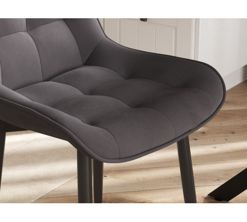 Комплект стульев 2 шт Бостон / Кайл, серый микровелюр/черные ножки