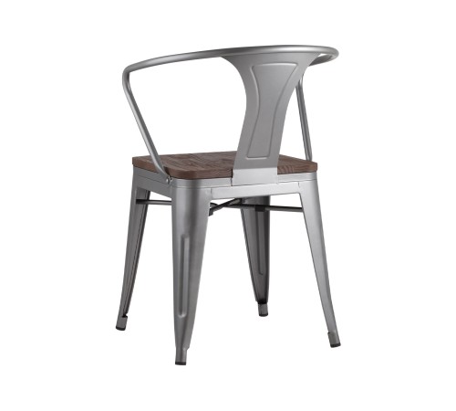 УТ000001861 Стул TOLIX ARM WOOD серебристый матовый + темное дерево УТ000001861 Стул TOLIX ARM WOOD серебристый матовый + темное дерево