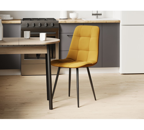 Комплект стульев 2 шт Фред / Кристофер, темно-желтый микровелюр/черный