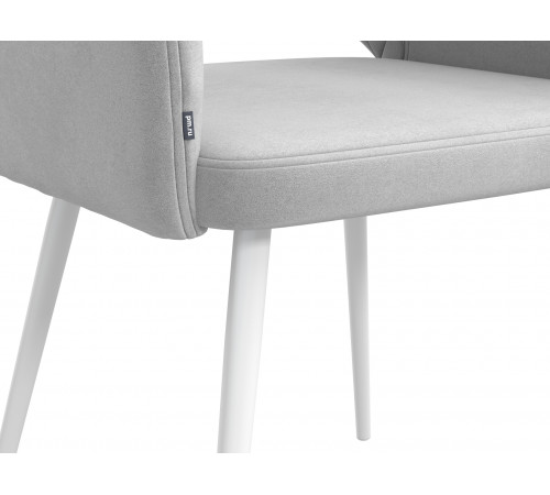 Комплект стульев 2 шт. София / Николас, светло-серый микровелюр/белый