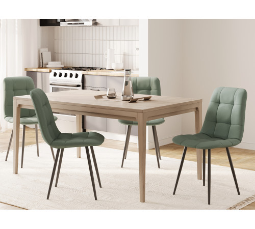 Комплект стульев 3 шт Фред / Кристофер, серо-зеленый микровелюр/черный