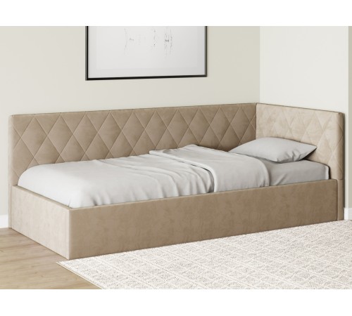 Тахта с подъемным механизмом Алекс 120х200, кремовый велюр + Матрас Optima SХ 22 120х200