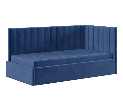 Тахта с подъемным механизмом Берта 90х200 см с матрасом, синий велюр