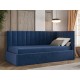 Тахта с подъемным механизмом Берта 90х200 см с матрасом, синий велюр