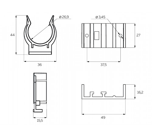 Комплект разборных регулируемых опор 4 шт H10 4pcs-FLX10B, черный