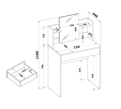 00-00012910 Туалетный столик Кравец / СТМ-1202, дуб сонома