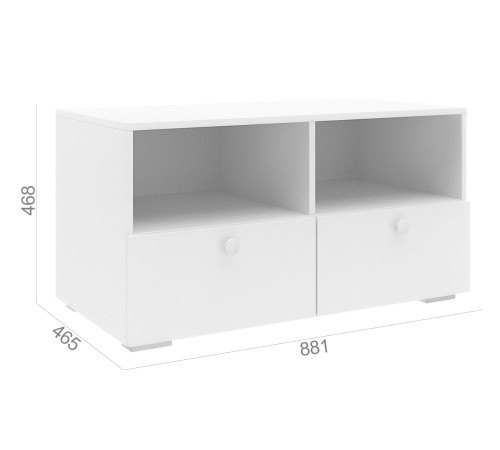 Тумба Абрис 2 ящ ниша 332.05, дуб адриатика синий/белый