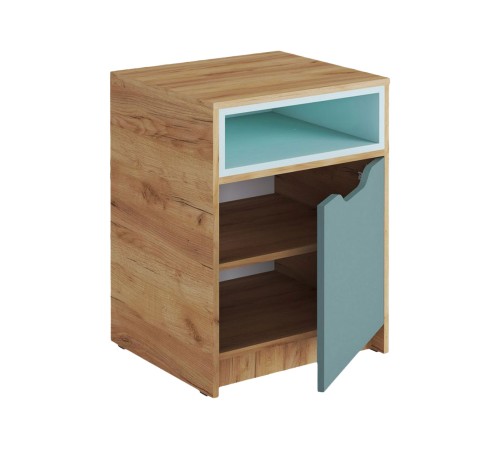 Тумба прикроватная Рич, дуб крафт золотой/кенди/сумеречный голубой