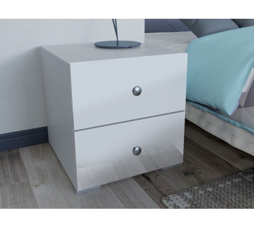 Тумба Абрис 2 ящ 332.03, белый глянец/белый