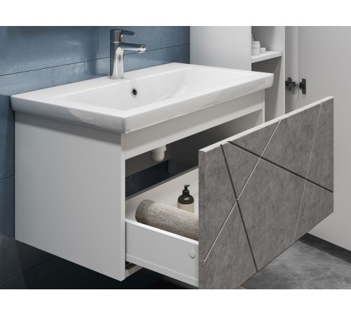 Тумба под раковину Геометрия 800-0-1 (Комо) навесная, бетон