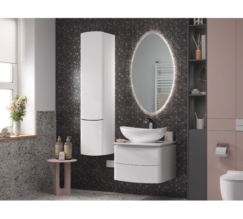 Тумба под раковину Луна 600-0-2 со столешницей навесная с раковиной, белый