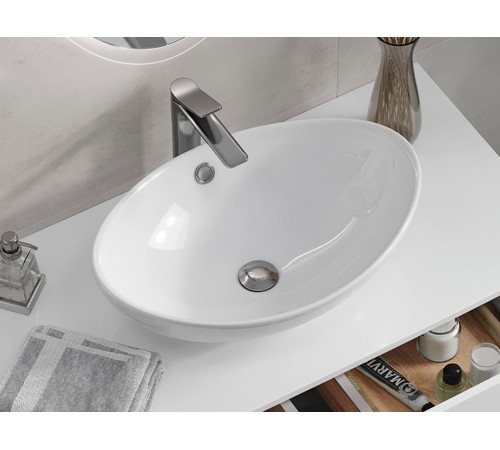 Тумба под раковину Луна 800-0-2 со столешницей навесная с раковиной, белый