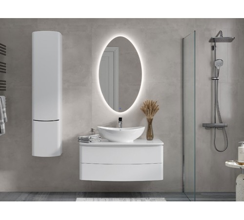 Тумба под раковину Луна 1000-0-2 со столешницей навесная с раковиной, белый