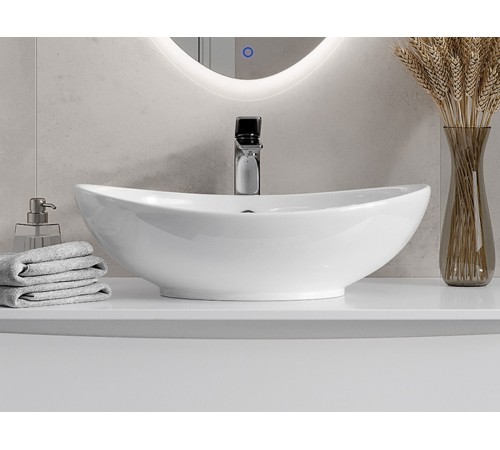 Тумба под раковину Луна 800-0-2 со столешницей навесная с раковиной, белый