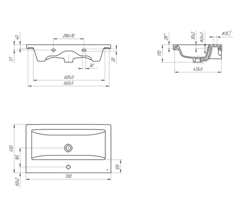 Тумба под раковину Геометрия 800-0-1 (Комо) навесная, бетон
