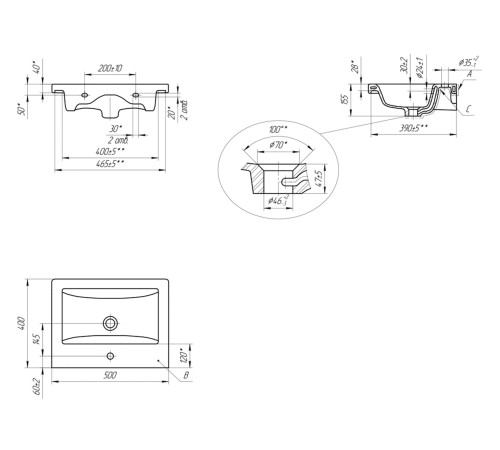 Тумба под раковину Геометрия 800-0-1 (Комо) навесная, бетон
