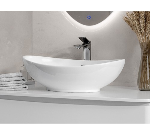 Тумба под раковину Луна 800-0-2 со столешницей навесная с раковиной, белый