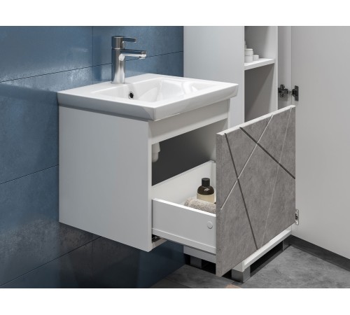 Тумба под раковину Геометрия 800-0-1 (Комо) навесная, бетон