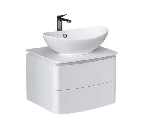Тумба под раковину Луна 600-0-2 со столешницей навесная с раковиной, белый