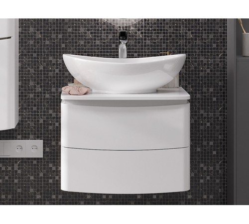 Тумба под раковину Луна 600-0-2 со столешницей навесная с раковиной, белый