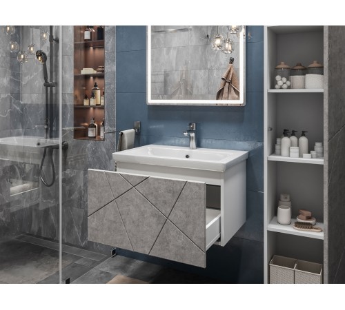 Тумба под раковину Геометрия 800-0-1 (Комо) навесная, бетон