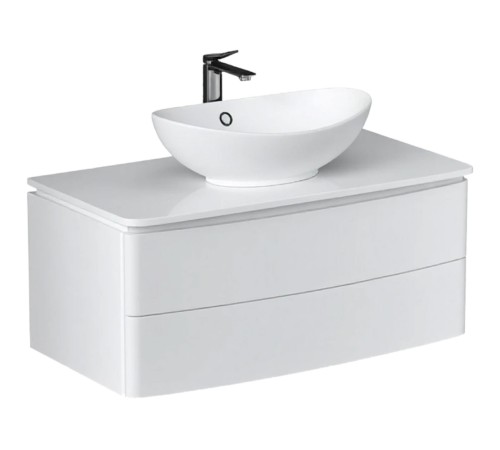 Тумба под раковину Луна 1000-0-2 со столешницей навесная с раковиной, белый
