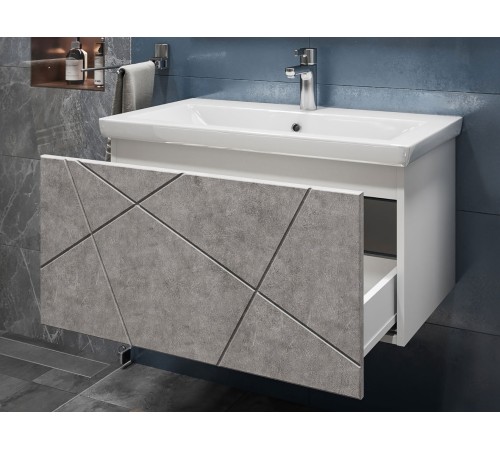 Тумба под раковину Геометрия 800-0-1 (Комо) навесная, бетон