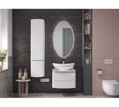 Тумба под раковину Луна 600-0-2 со столешницей навесная с раковиной, белый