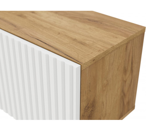 ТВ-тумба Кайло навесная, дуб золотой/белый матовый