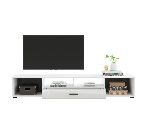 ТВ тумба Глосс 1 ящ 2 дв, белый/белый глянец