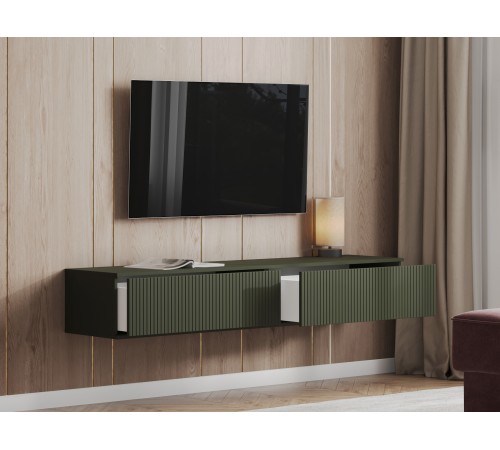 ТВ-тумба подвесная Амели 2 ящ, оливковый базальт