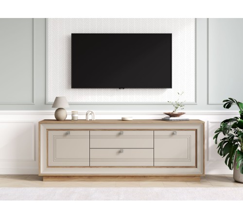 ТВ-тумба Прато 1800, вяз швейцарский светлый/газания матовая