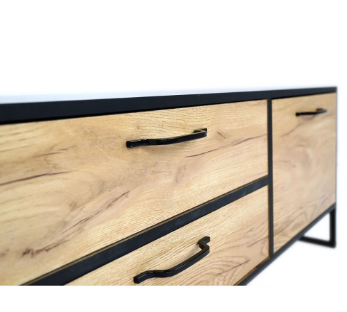 ТВ-тумба Виртон закрытая, дуб крафт золотой/черный