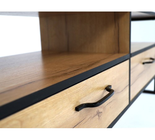 ТВ-тумба Виртон, дуб крафт золотой/черный