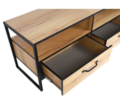 ТВ-тумба Виртон, дуб крафт золотой/черный