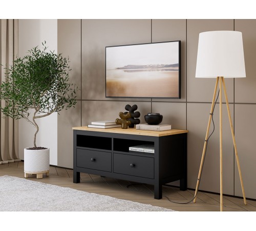 ТВ-тумба Кымор 2 ящ, Черный/Светло-коричневый ТВ-тумба Кымор 2 ящ, Черный/Светло-коричневый