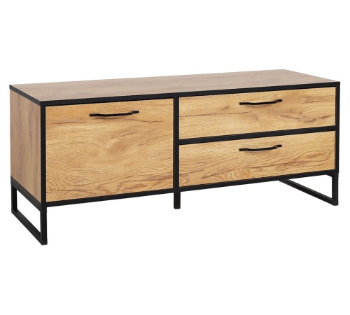 ТВ-тумба Виртон закрытая, дуб крафт золотой/черный