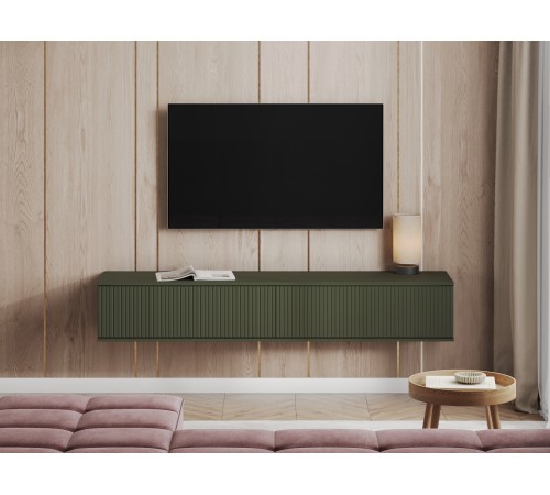 ТВ-тумба подвесная Амели 2 ящ, оливковый базальт