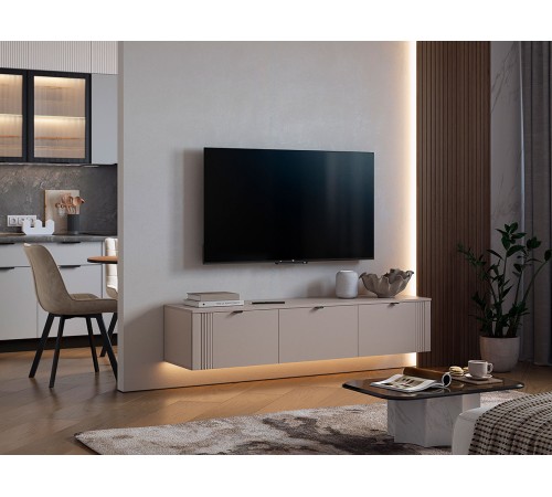 ТВ-тумба 3 дв Рич, кашемир/фрапучино матовый/черный ТВ-тумба 3 дв Рич, кашемир/фрапучино матовый/черный