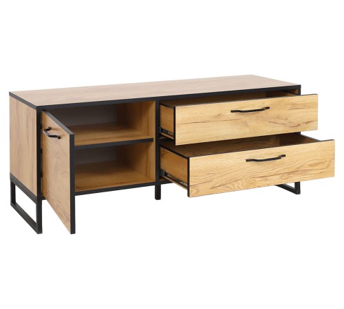 ТВ-тумба Виртон закрытая, дуб крафт золотой/черный