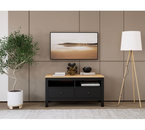 ТВ-тумба Кымор 2 ящ, Черный/Светло-коричневый ТВ-тумба Кымор 2 ящ, Черный/Светло-коричневый