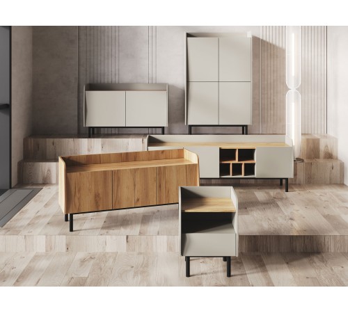 ТВ-Тумба Бруно 2 дв, шалфей/дуб крафт золотой