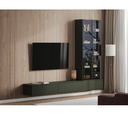 ТВ-тумба подвесная Амели 2 ящ, оливковый базальт