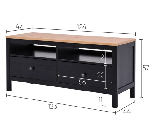 ТВ-тумба Кымор 2 ящ, Черный/Светло-коричневый ТВ-тумба Кымор 2 ящ, Черный/Светло-коричневый